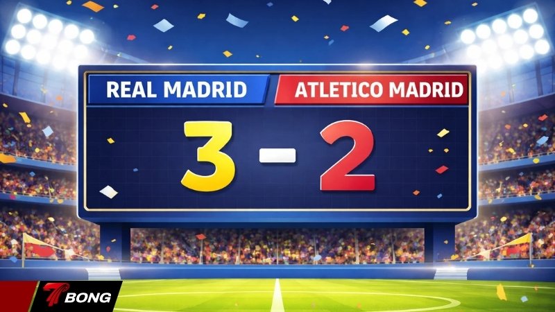 Chiến thắng 3-2 trước Atletico Madrid giúp Real Madrid đạt 69 điểm